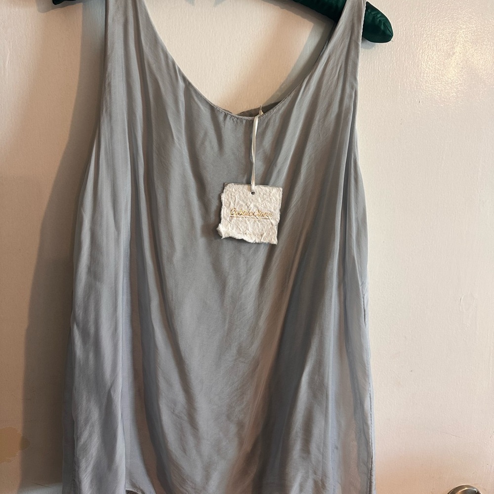 Light Gray Sleeveless Silk Tank Top